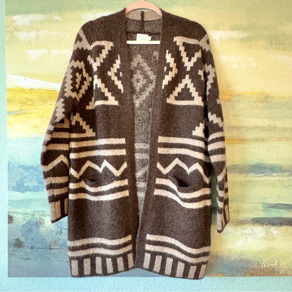 NWOT Dreamers by Debut Helena Cardigan Brown Cream M/L